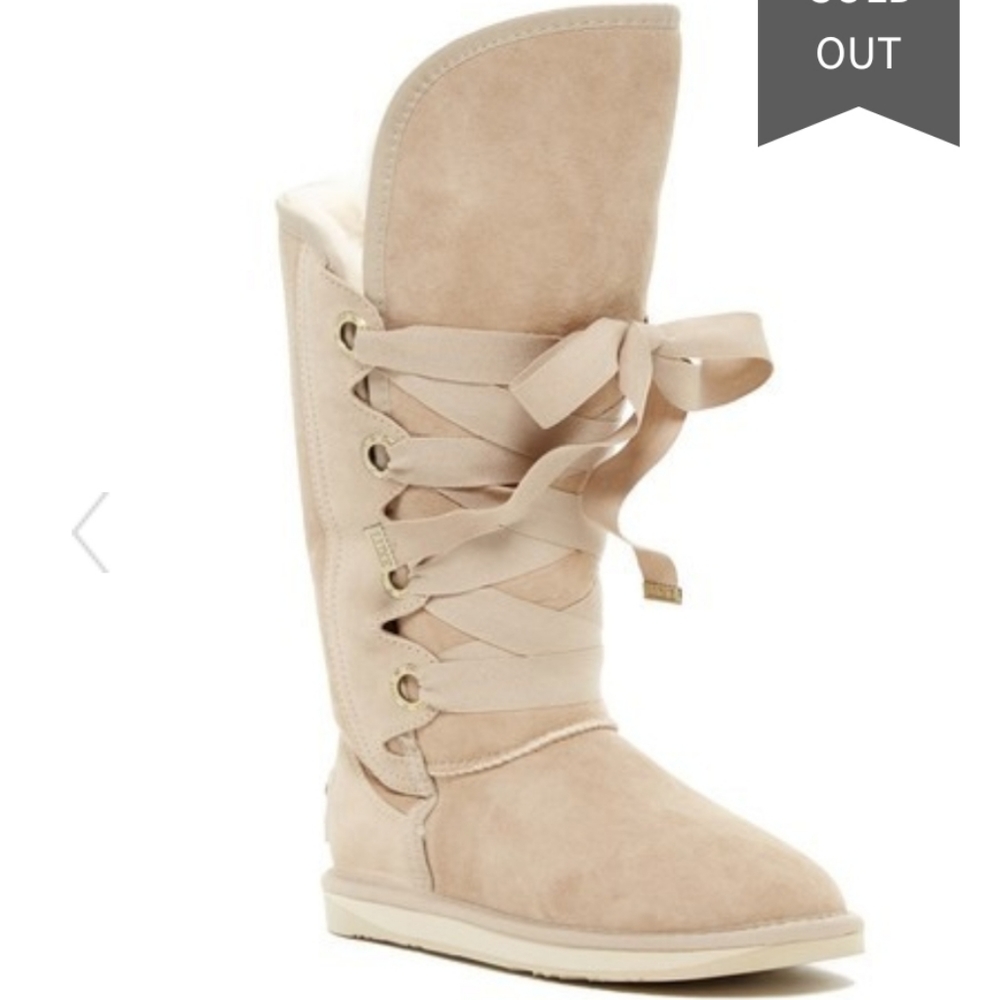 Australia Luxe Bedouin Tall Boots Designer Suede Lace Up Sherpa Fur Shearling